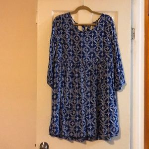 Blue patterned dress with detail back